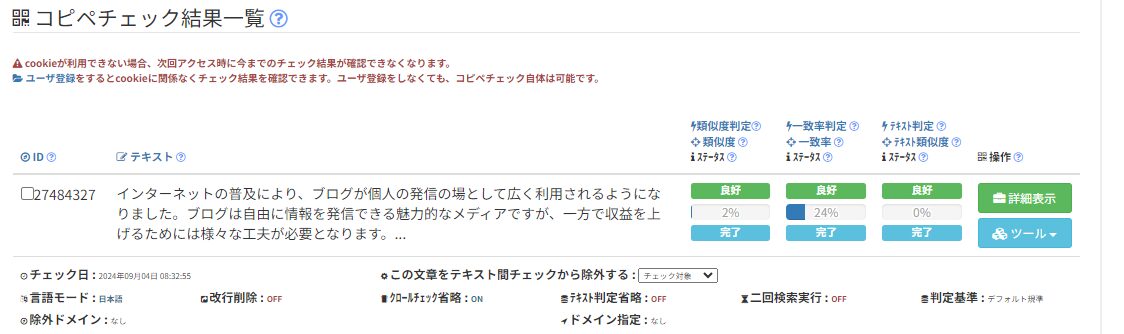 AIブログくんによる記事をコピペチェッカー判定にかけた結果１